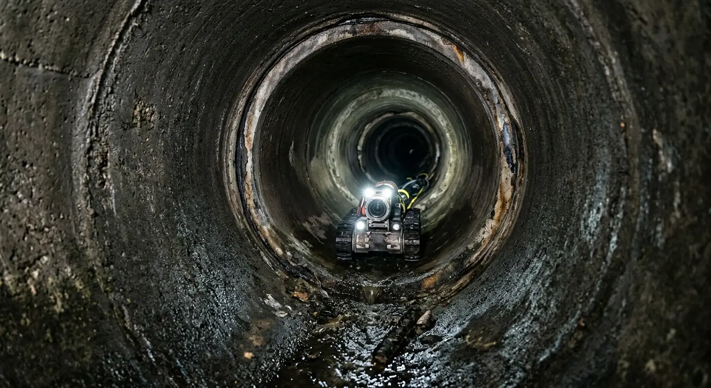 Robotic sewer camera inspecting pipe interior for Sewer Line Cleaning in Berea